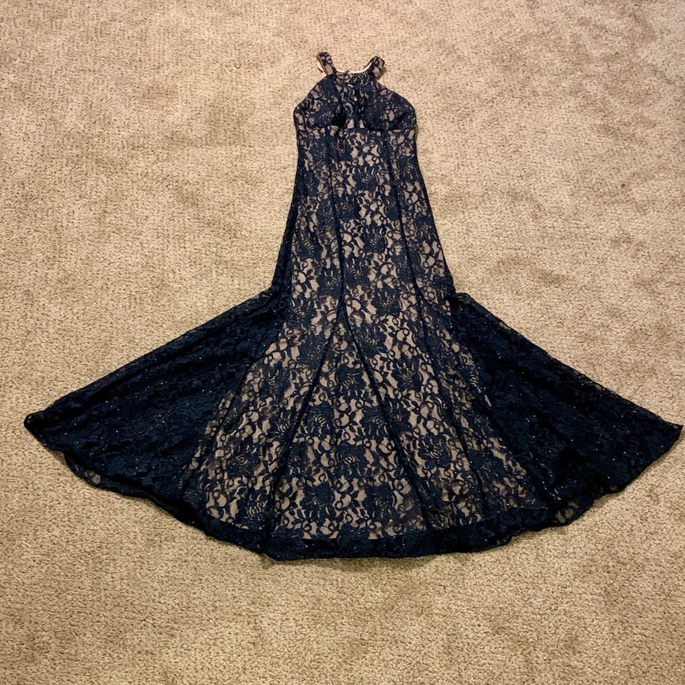 Nightway Long Glitter Lace Mermaid Dress
